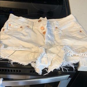 White High Waisted Jean Shorts